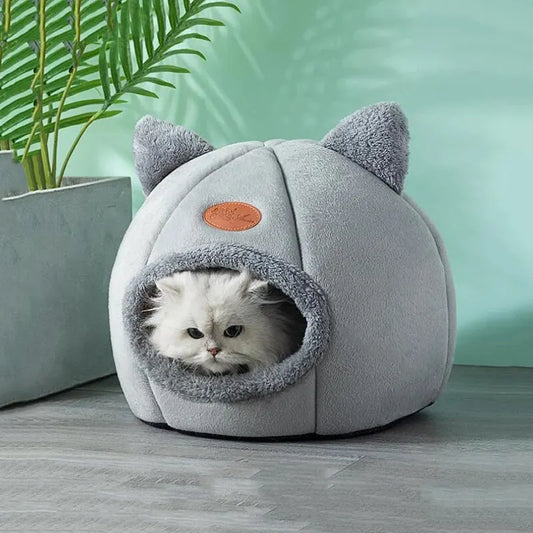 Cute Cat Head Shape House - Warm & Comfortable Semi-Closed Sleep Cave