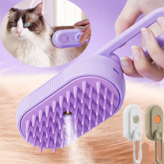 3-in-1 Electric Pet Steamer Brush - Grooming, Massage & De-shedding